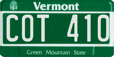 VT license plate COT410
