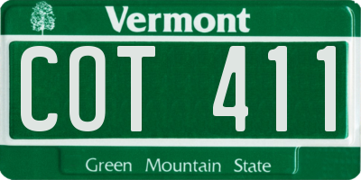 VT license plate COT411