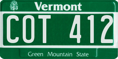 VT license plate COT412