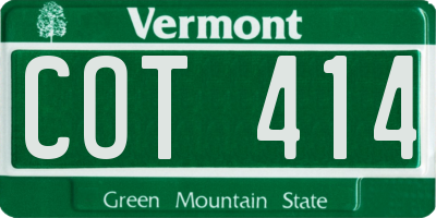 VT license plate COT414