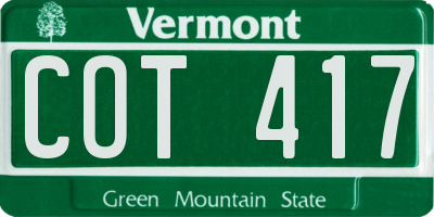 VT license plate COT417