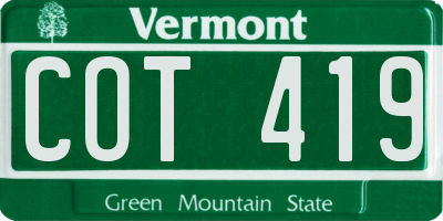 VT license plate COT419