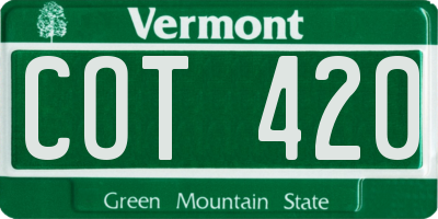 VT license plate COT420