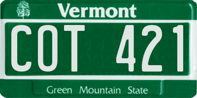 VT license plate COT421