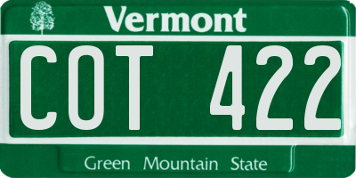 VT license plate COT422