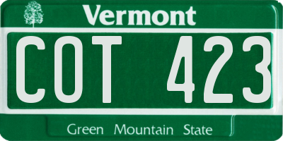 VT license plate COT423