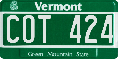 VT license plate COT424