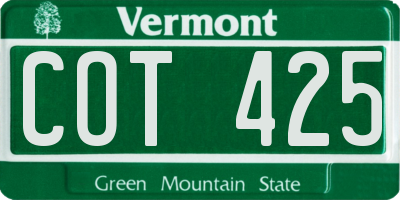 VT license plate COT425