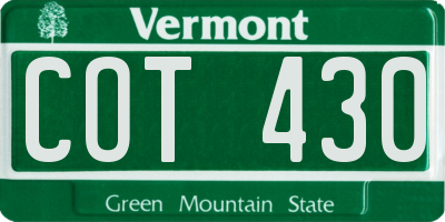 VT license plate COT430