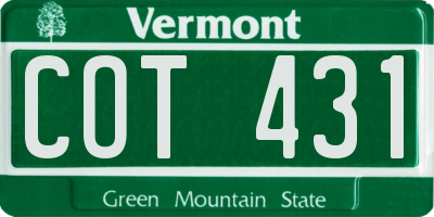 VT license plate COT431
