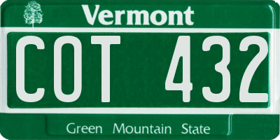 VT license plate COT432