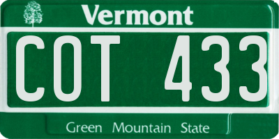 VT license plate COT433