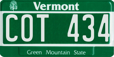 VT license plate COT434