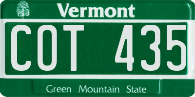VT license plate COT435