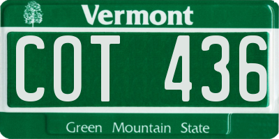VT license plate COT436