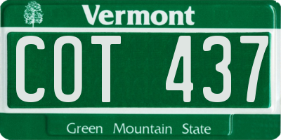 VT license plate COT437