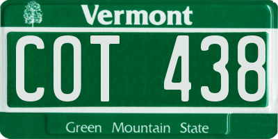 VT license plate COT438