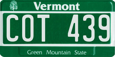 VT license plate COT439