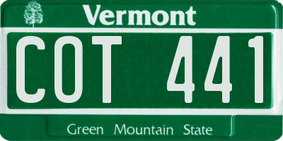 VT license plate COT441
