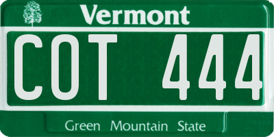 VT license plate COT444