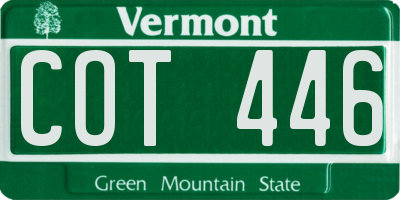 VT license plate COT446