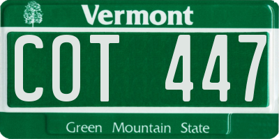 VT license plate COT447