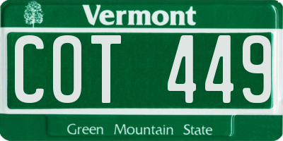 VT license plate COT449