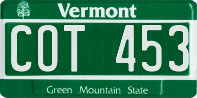VT license plate COT453