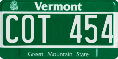 VT license plate COT454