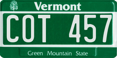VT license plate COT457