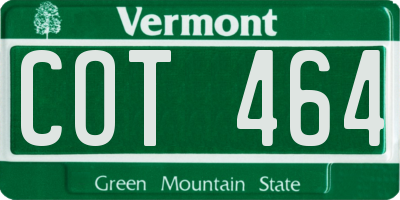 VT license plate COT464