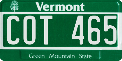 VT license plate COT465
