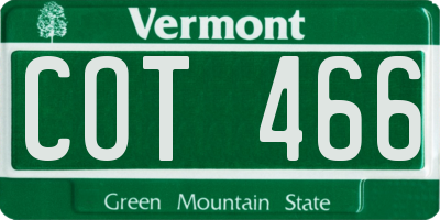 VT license plate COT466