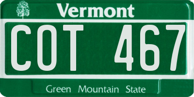 VT license plate COT467
