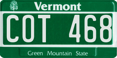 VT license plate COT468