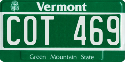 VT license plate COT469