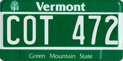 VT license plate COT472