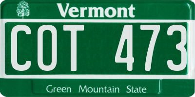 VT license plate COT473