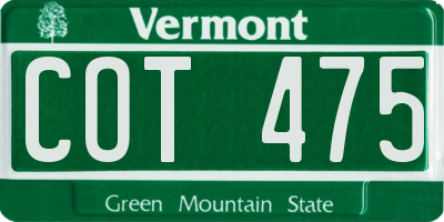 VT license plate COT475