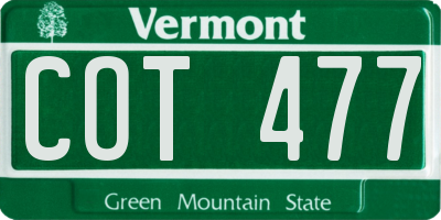 VT license plate COT477