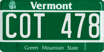VT license plate COT478
