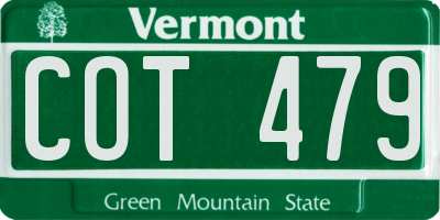 VT license plate COT479