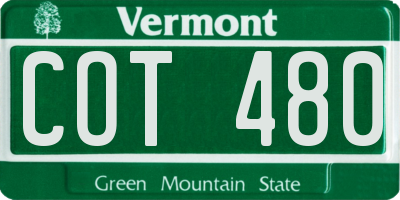 VT license plate COT480