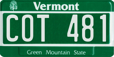 VT license plate COT481
