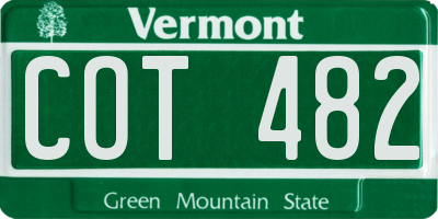 VT license plate COT482