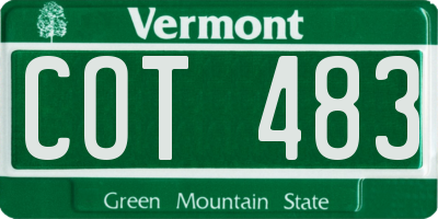 VT license plate COT483