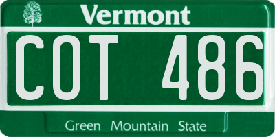 VT license plate COT486