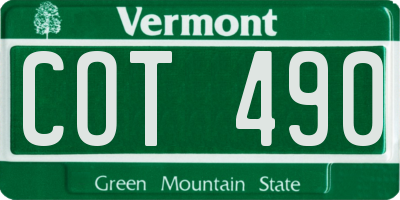 VT license plate COT490