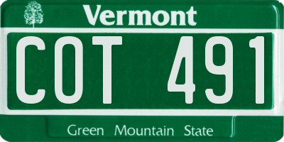 VT license plate COT491