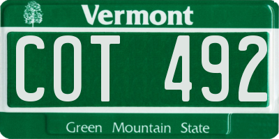 VT license plate COT492